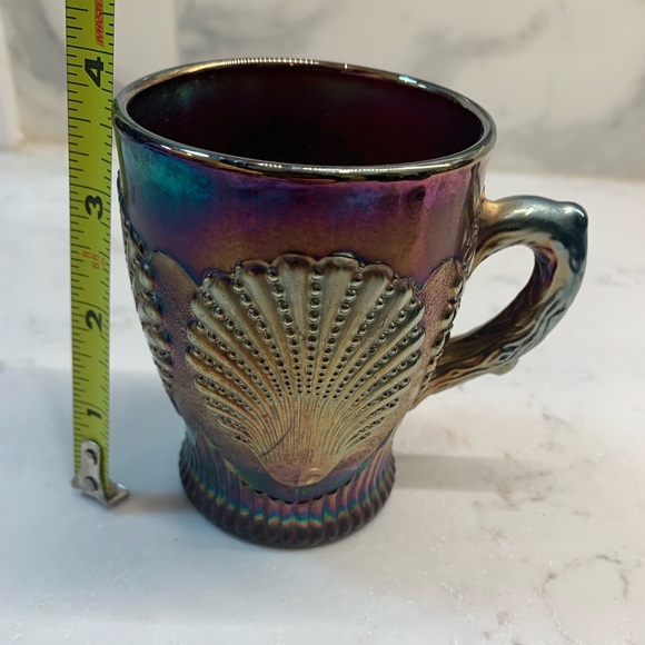 Vintage Dungan Iridescent Carnival Shell Design Glass Mug - Picture 7 of 9
